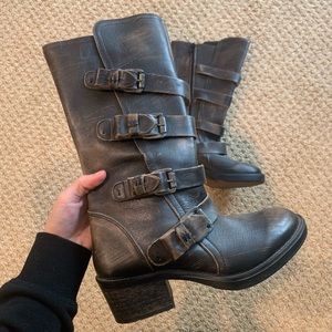 Brown biker boots